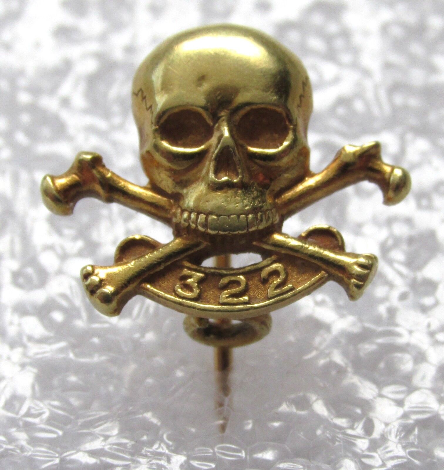 TIFFANY & CO Vintage 18K Gold Skull & Bones Yale Secret Society Fraternity Pin