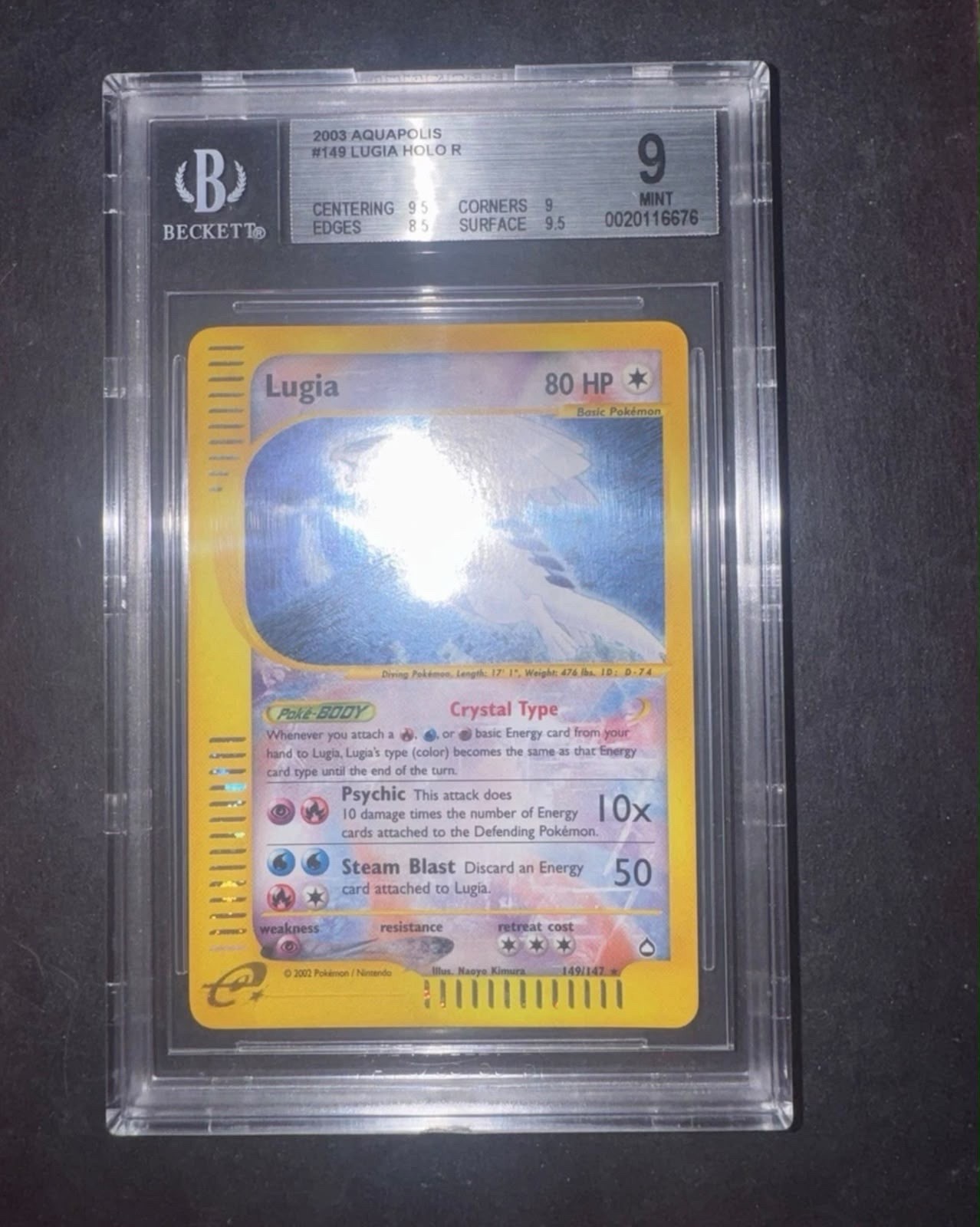 2003 Pokemon Crystal Lugia Aquapolis Holo #149 BGS 9 MINT