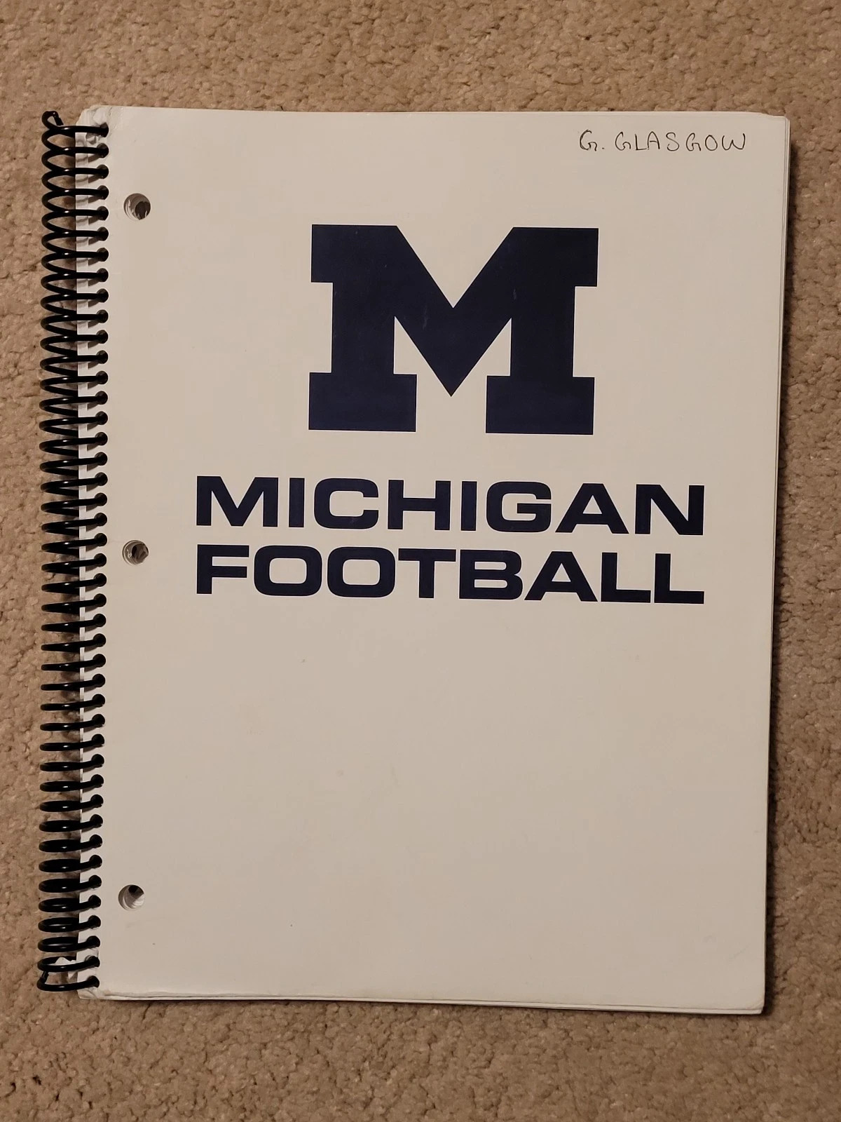AUTHENTIC Graham Glasgow Michigan Football Hand-Written Playbook Notebook - RARE AUTHENTIC Graham Glasgow Michigan Football Hand-Written Playbook Notebook - RARE