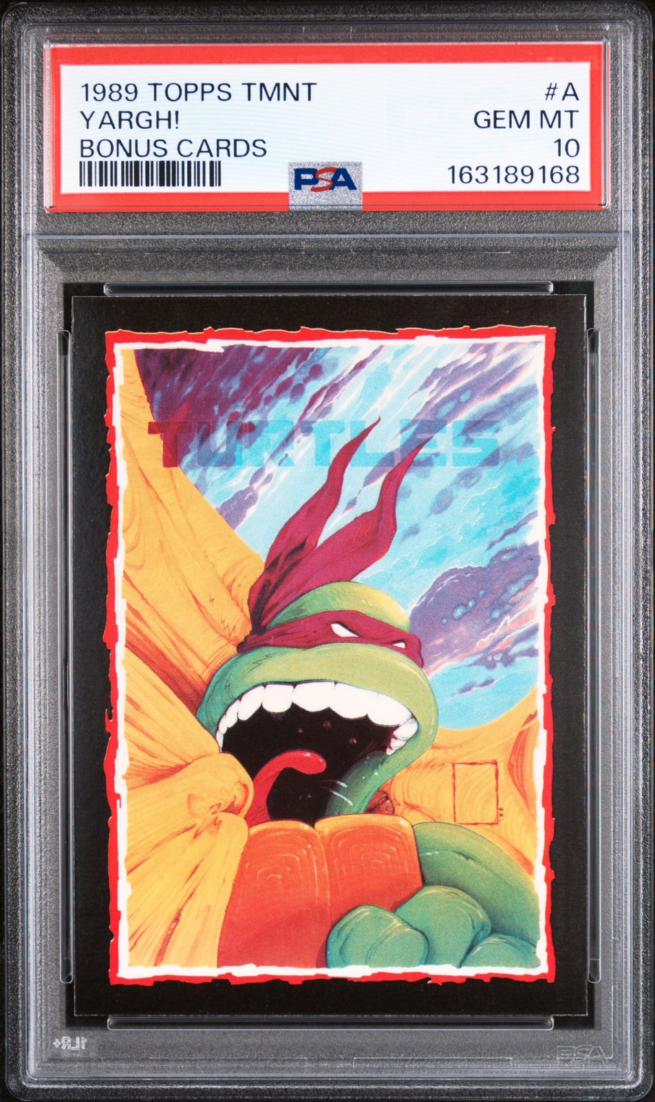 1989 TOPPS TEENAGE MUTANT NINJA TURTLES BONUS CARDS #A YARGH PSA 10 1989 TOPPS TEENAGE MUTANT NINJA TURTLES BONUS CARDS #A YARGH PSA 10