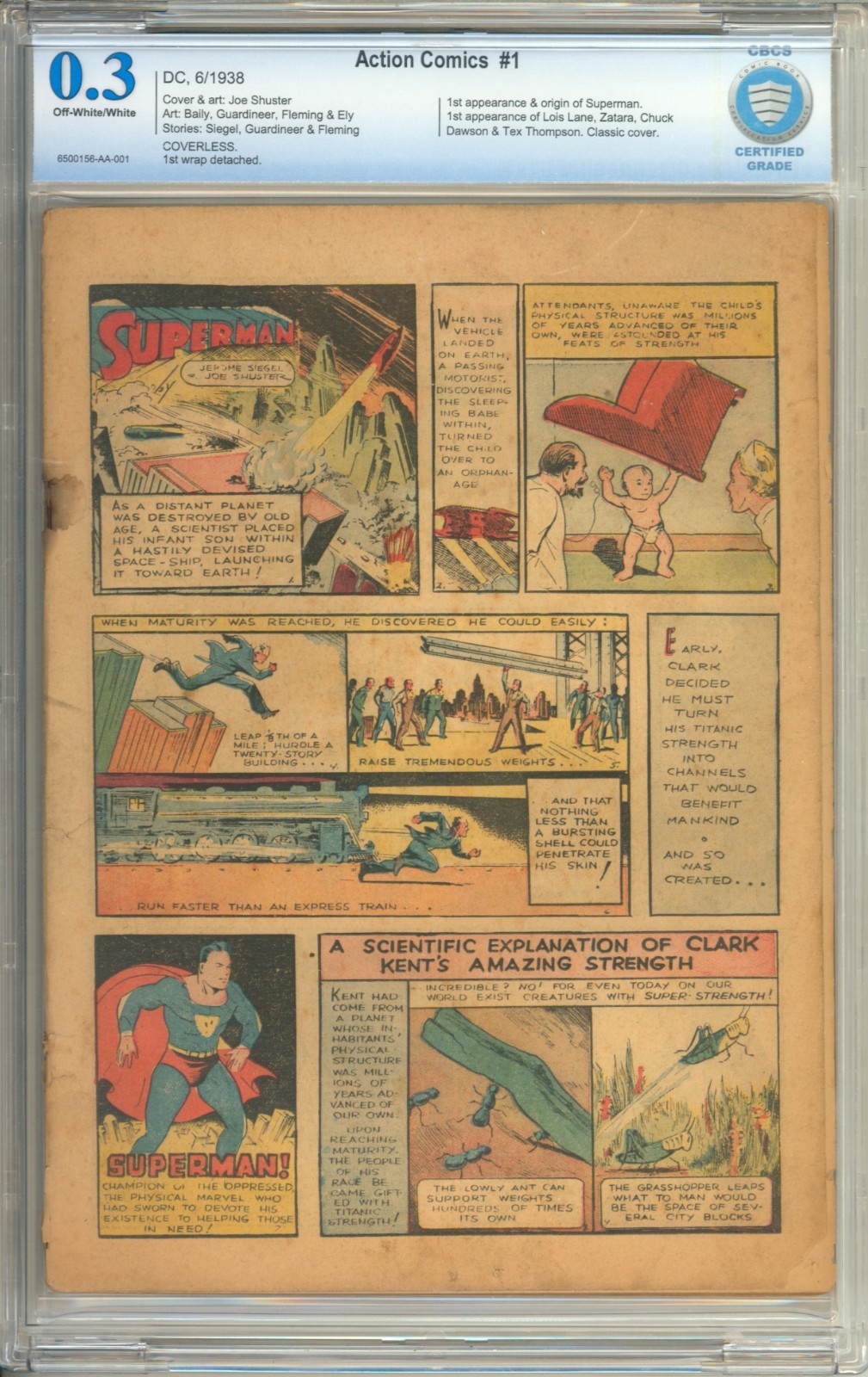Action Comics #1 Coverless 1st App. Superman Golden Age DC Comic 1938 CBCS .3