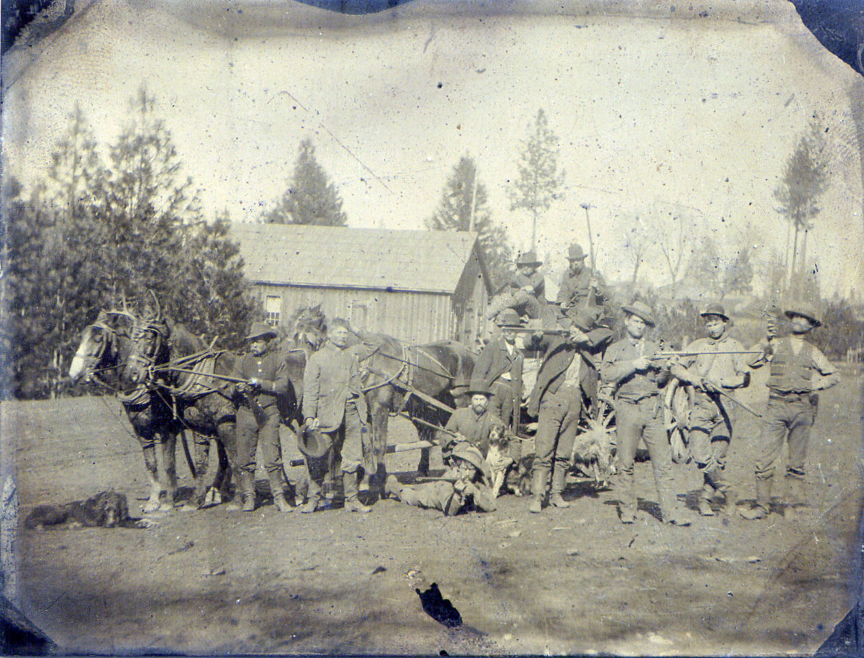 Extremely Rare Christmas Wild West Cowboys With Guns Tintype Northern California