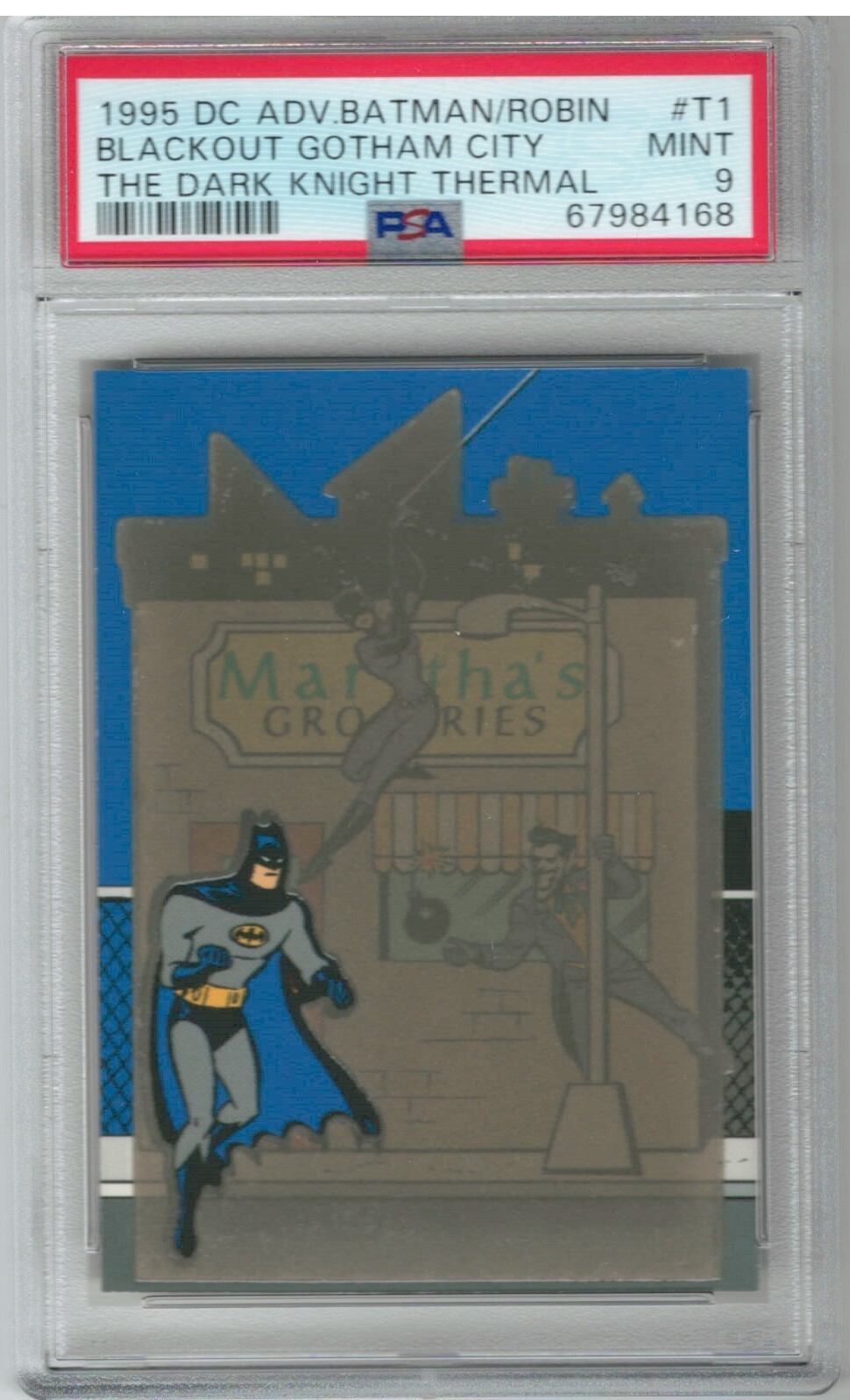 PSA Mint 9 1995 SkyBox The Adv of Batman Blackout Gotham City Thermal Card POP 2