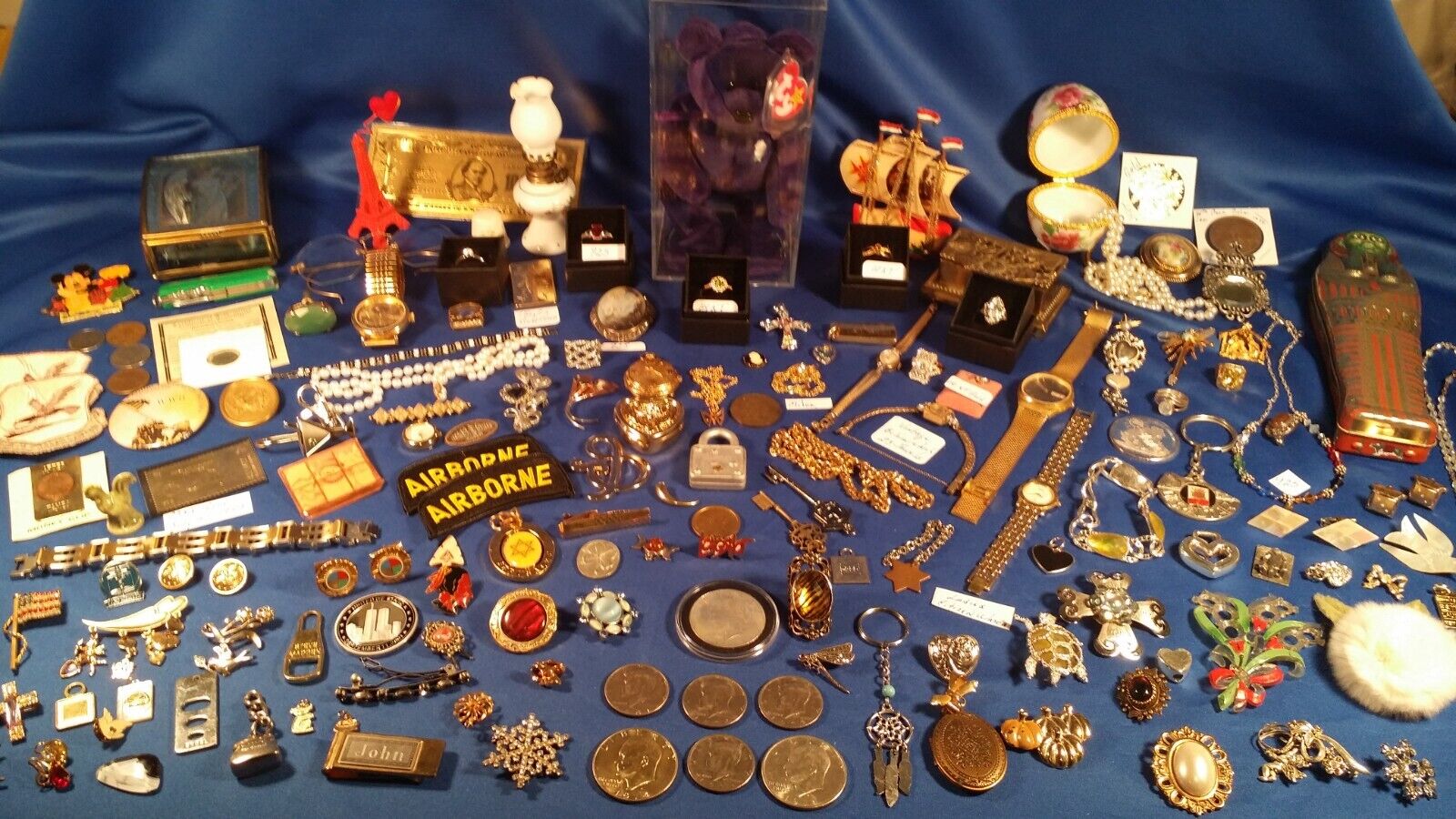 Estate Junk Drawer; Gold; Jewelry; Princess Diana TY Beanie Baby; U.S. Coins