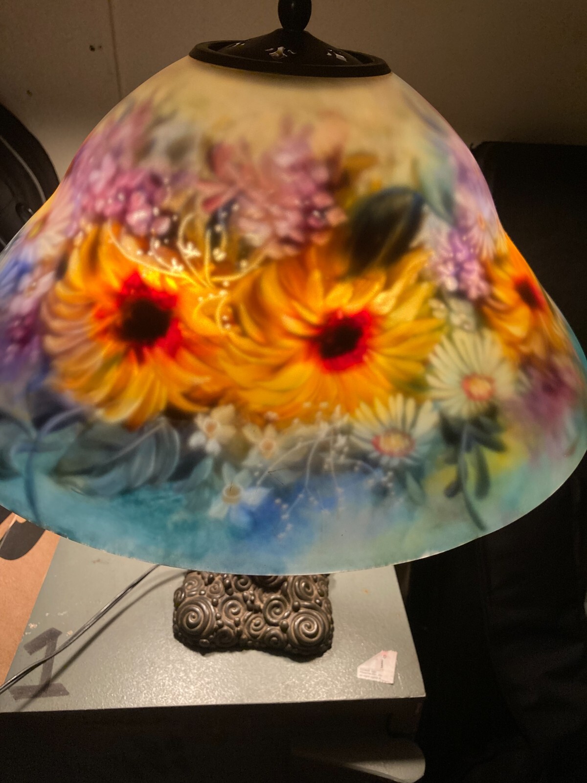Vintage ULLA DARNI Reverse Painted Signed Authentic Table Lamp See Pics 17-3/4