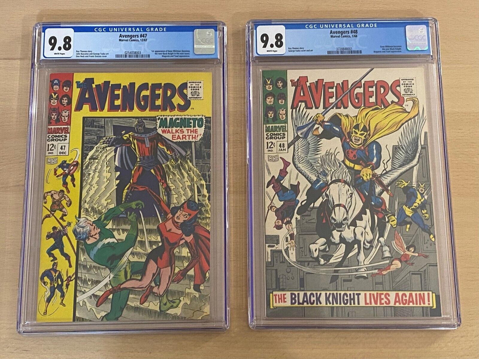 1968 AVENGERS 47 48 CGC 9.8 BLACK KNIGHT WHITE PAGE FANTASTIC FOUR 49 50 SURFER