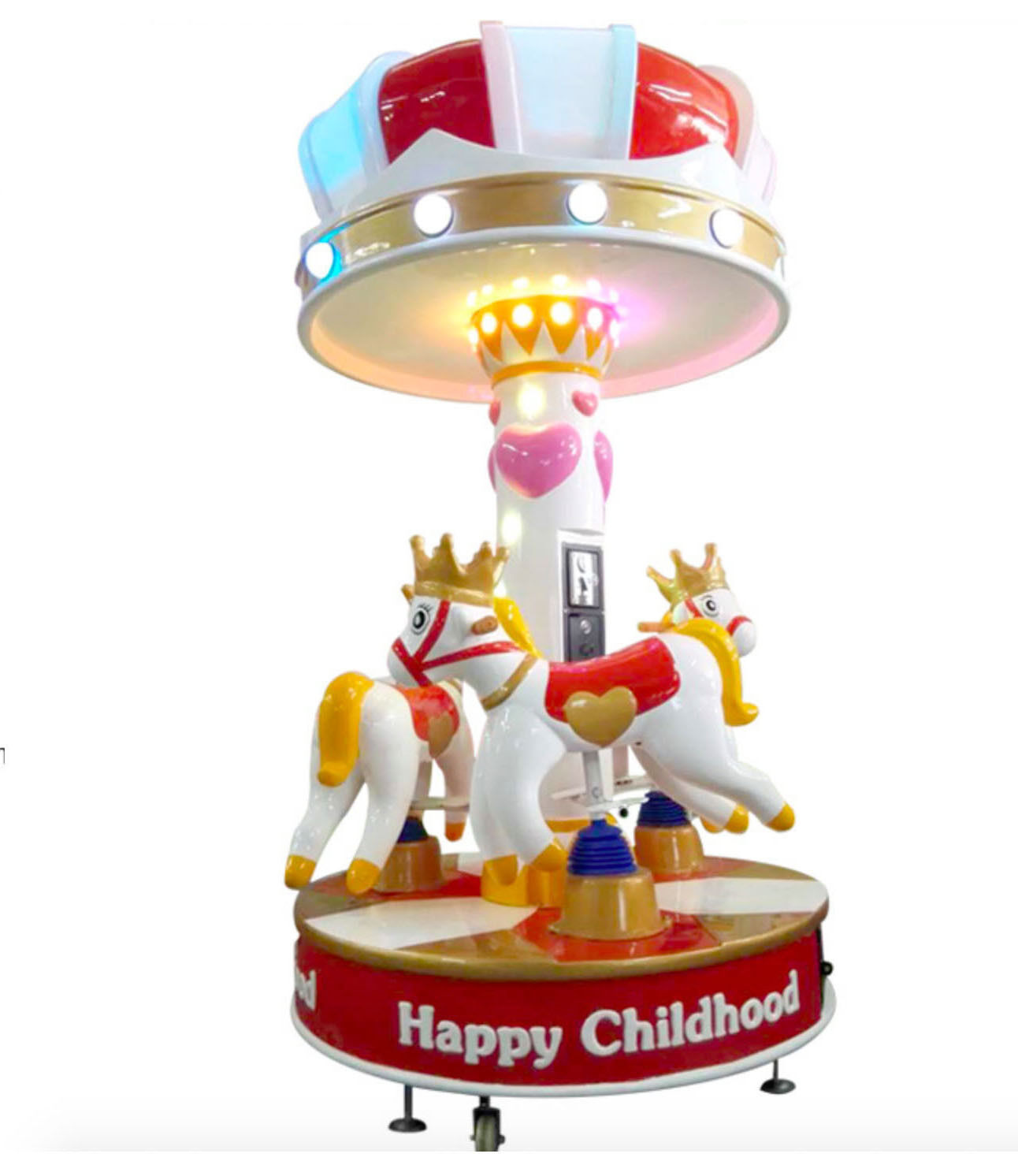 Commercial Kiddie Ride Marry Go Round 3 Horse Carousel Coin Operated LED Music