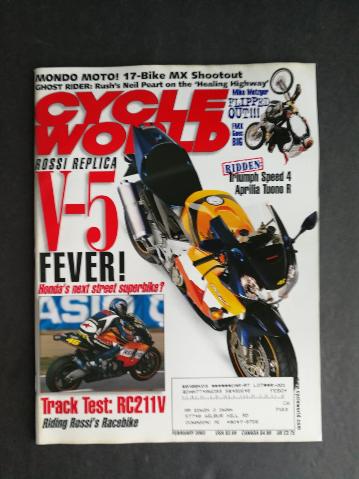 Cycle World Magazine February 2003 Asprilia RSV-R - & SL1000 Rossi Replica 223 Cycle World Magazine February 2003 Asprilia RSV-R - & SL1000 Rossi Replica 223