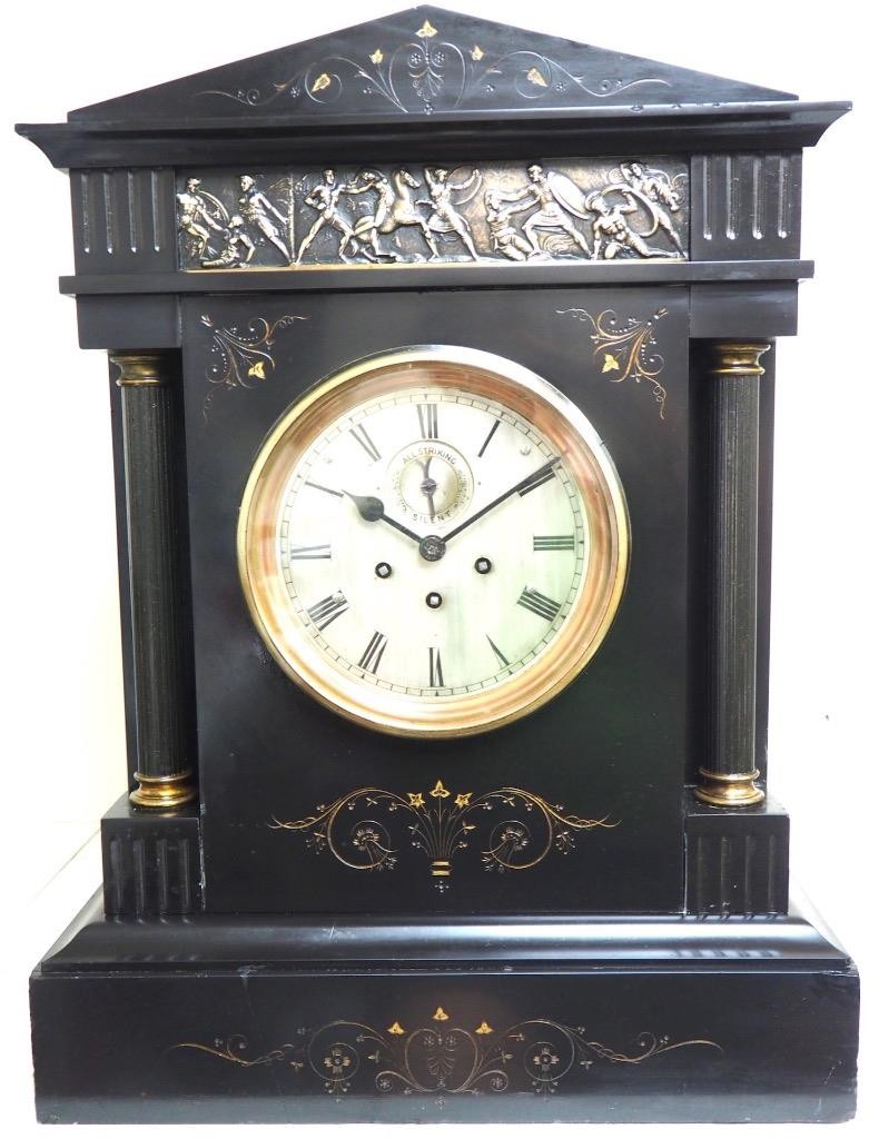 World Biggest French Slate Mantel Clock 8 Day Musical Exhibition Mantel Clock