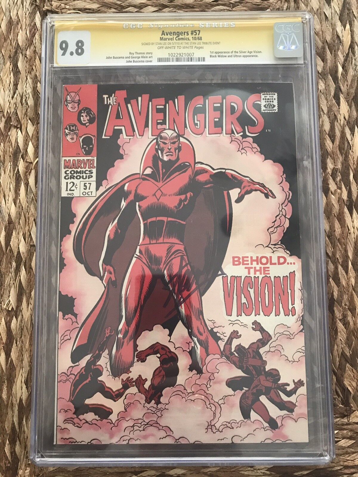 The Avengers #57 Cgc 9.8 SS Lee 1 Of 2 In Existence - 1st Appearance Of Vision