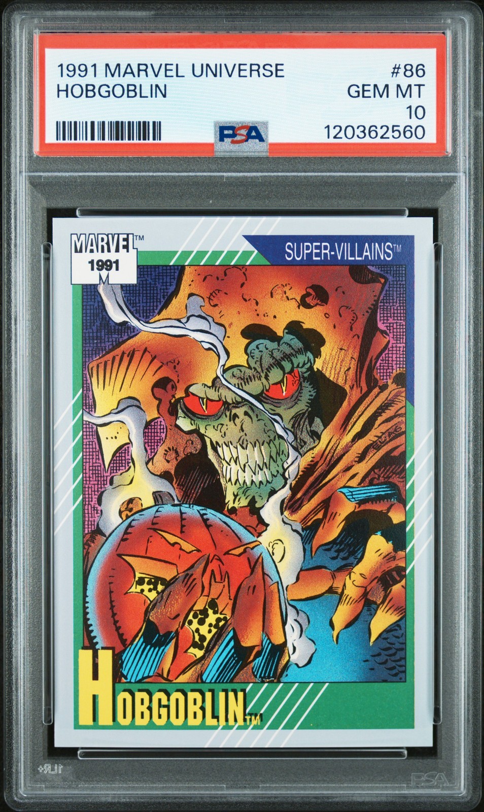 1991 MARVEL UNIVERSE #86 HOBGOBLIN PSA 10 1991 MARVEL UNIVERSE #86 HOBGOBLIN PSA 10