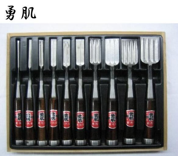 Japanese Oire Nomi Chisel Carpentry Woodworking Isamihada 10Set with a Box New