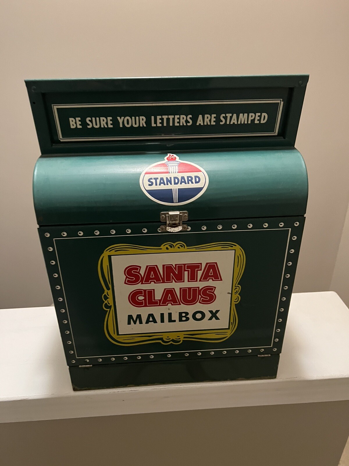 Standard Oil Santa mailbox Green with Standard logo Standard Oil Santa mailbox Green with Standard logo