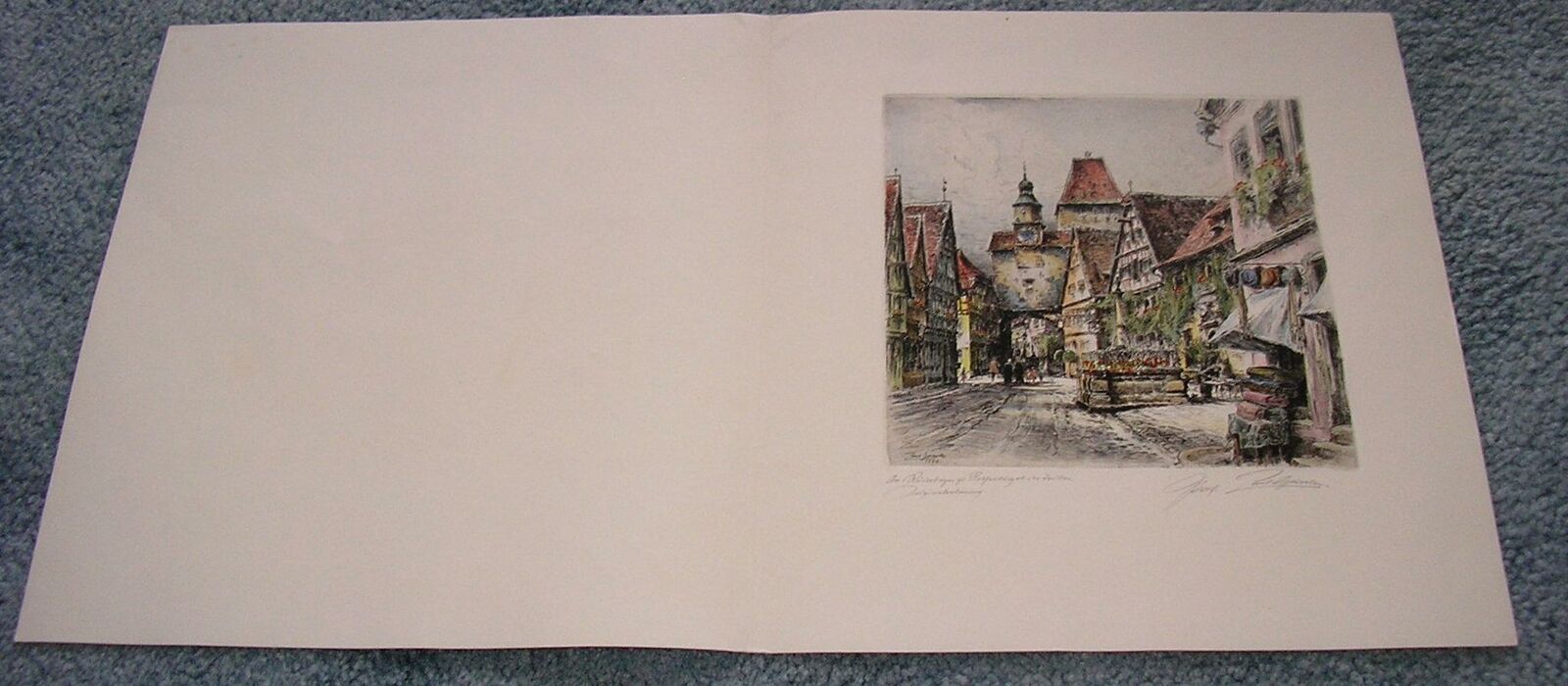 ANTIQUE PAUL GEISSLER GERMANY VILLAGE CHRISTMAS PENCIL SIGNED ORIG ETCHING PRINT
