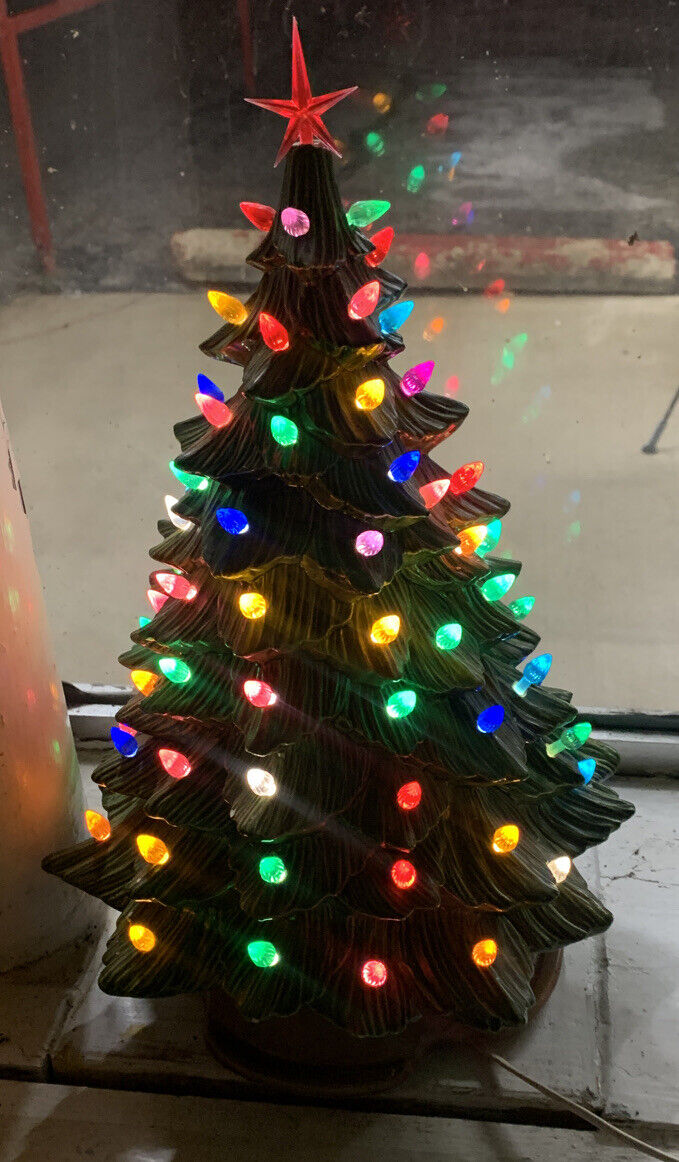 Vintage Doc Holiday Ceramic Christmas Tree Colored Lights - Wonderful