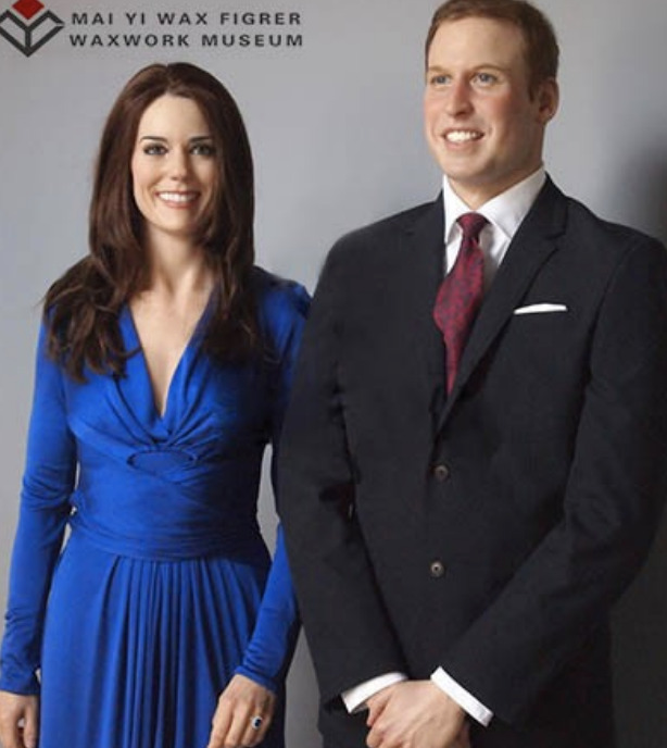 Life Size Prince William and Kate Wax Statue Realistic Prop Display Figure 1:1