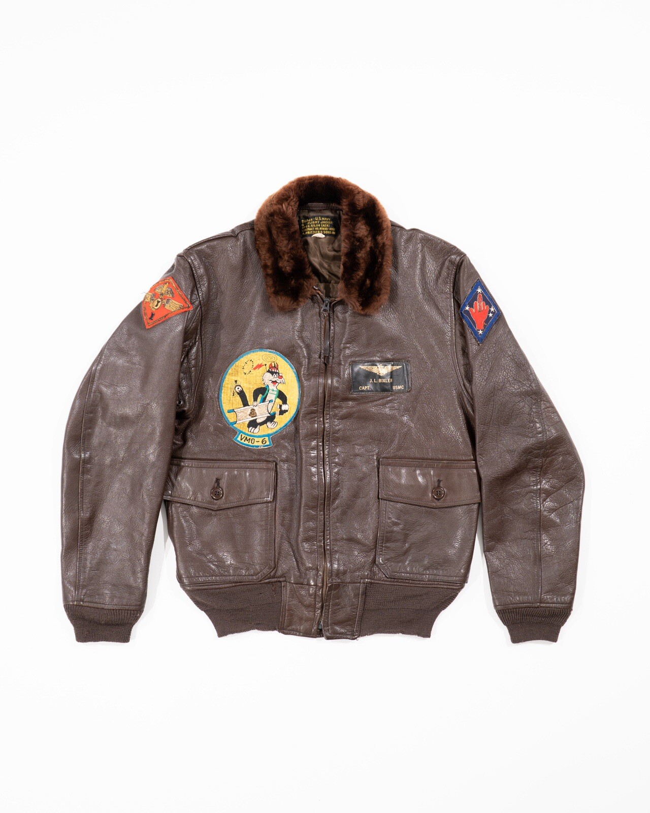 KOREAN WAR USMC 55J14 G-1 FLIGHT JACKET A. PRITZKER & SONS VMO-6 KOREAN WAR USMC 55J14 G-1 FLIGHT JACKET A. PRITZKER & SONS VMO-6