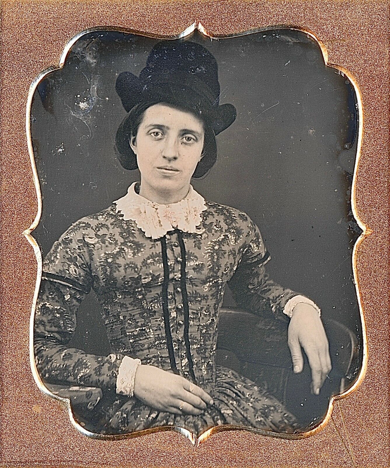 Pretty Young Woman With Men's Hat Unusual Fashion 1/6 Plate Daguerreotype F431