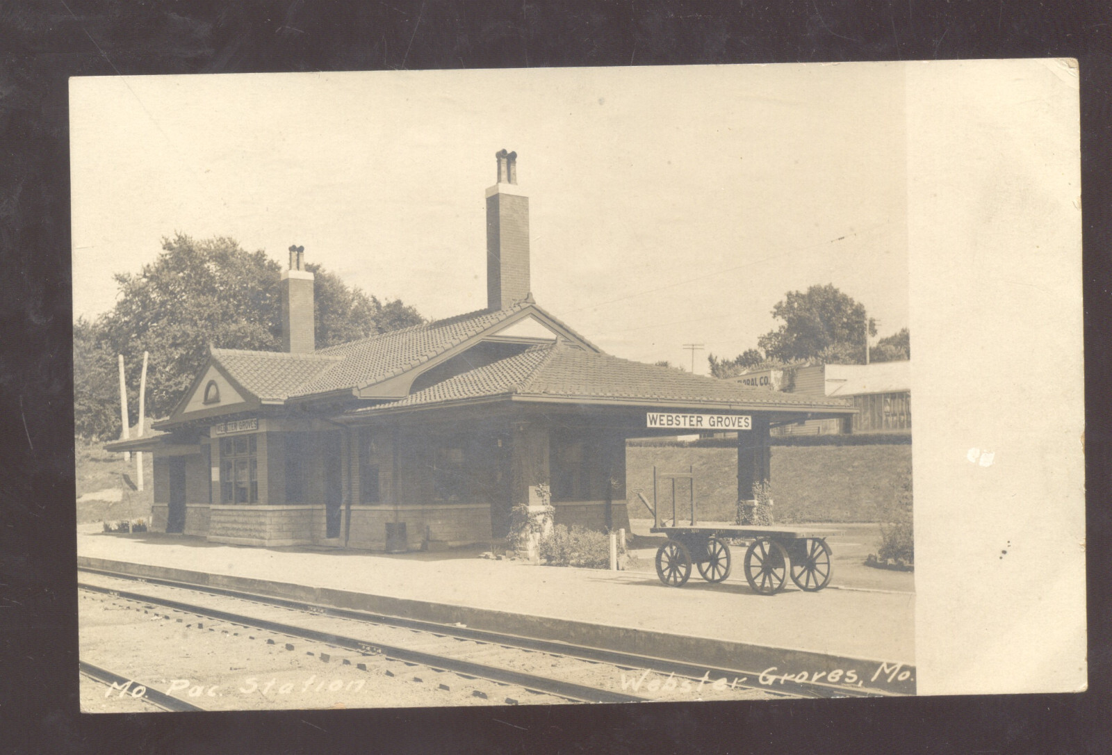 RPPC WEBSTER GROVES MISSOURI RAILROAD DEPOT TRAIN STATION REAL PHOTO POSTCARD RPPC WEBSTER GROVES MISSOURI RAILROAD DEPOT TRAIN STATION REAL PHOTO POSTCARD