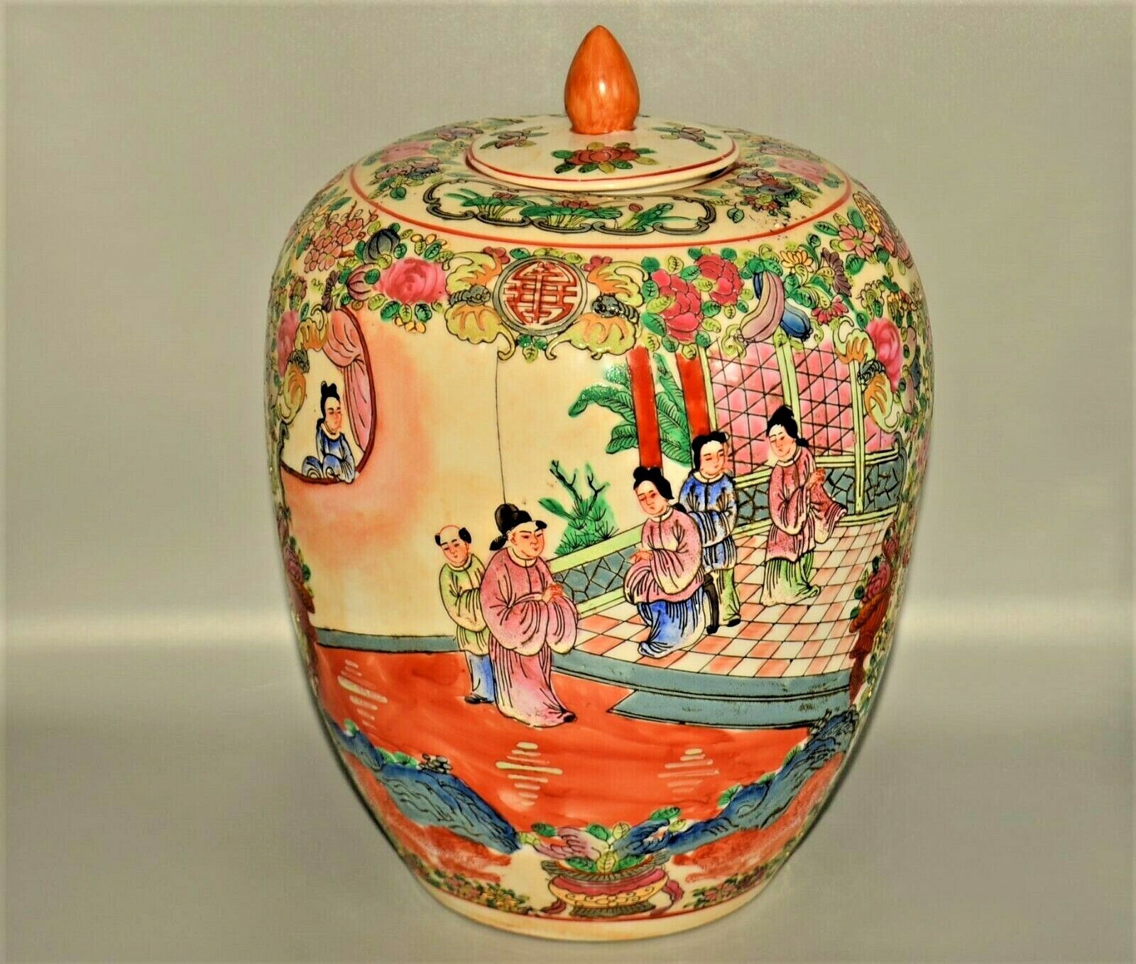 Antique Original Vintage Chinese Imperial Famille Rose Porcelain Vase Ginger Jar