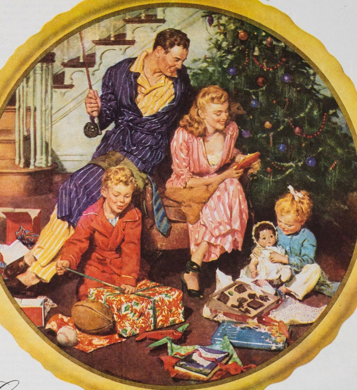 Fruit of the Loom Christmas ad Family Vintage Saturday Evening Post