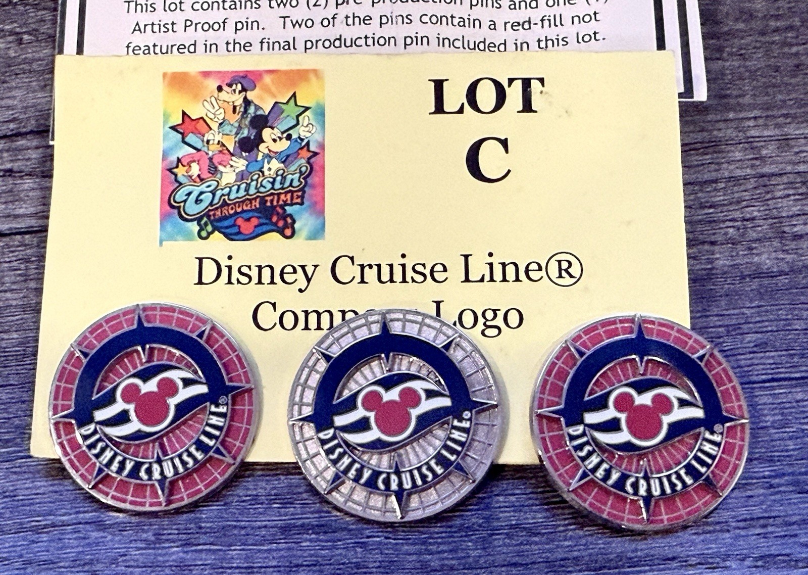 Disney Wonder SILENT AUCTION DCL LOT C Compass logo 3 Pin Set Artist Proof PP