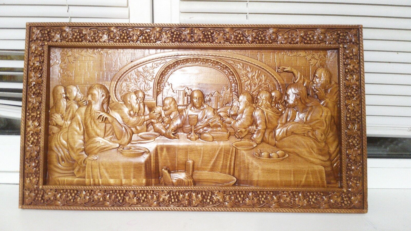 Icon Last Supper Jesus 3D Art Orthodox Wooden Carved religious Picture. Size 41\