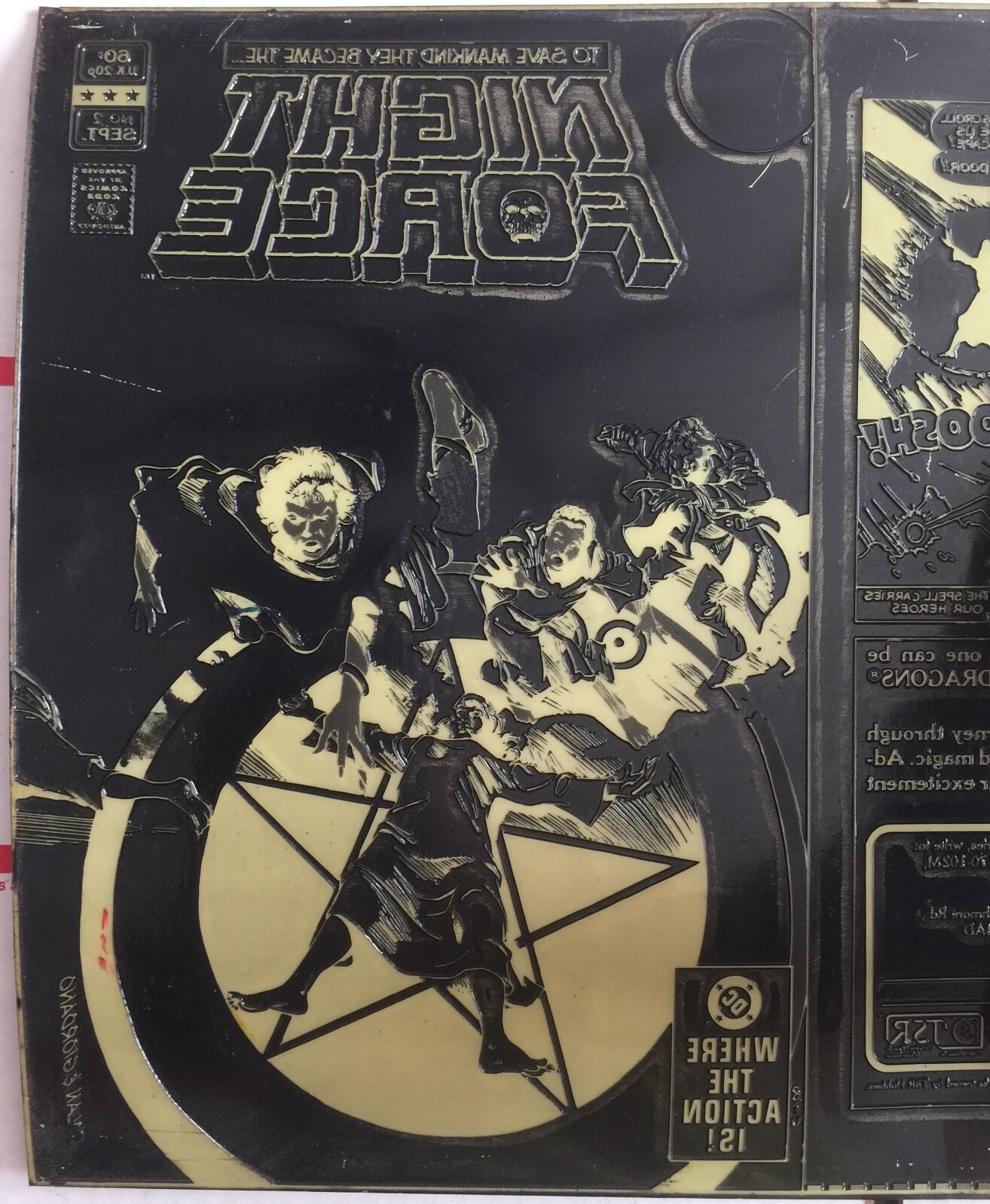 DC Gene Colon Dick Giordano Night Force 2 Original Cover Art Printing Plate DC Gene Colon Dick Giordano Night Force 2 Original Cover Art Printing Plate