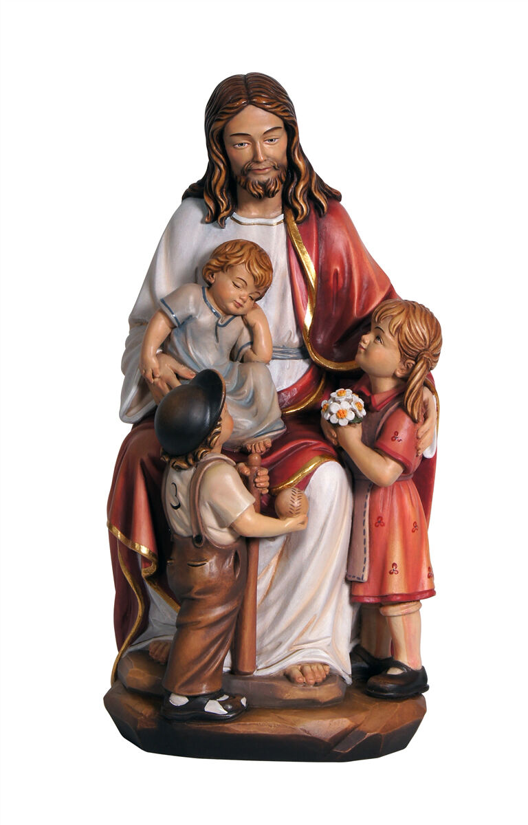 Jesus with Children Statue Wood Carving