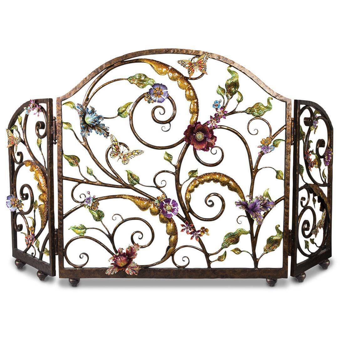 Jay Strongwater Vincente Floral Fireplace Screen SHW3256-450