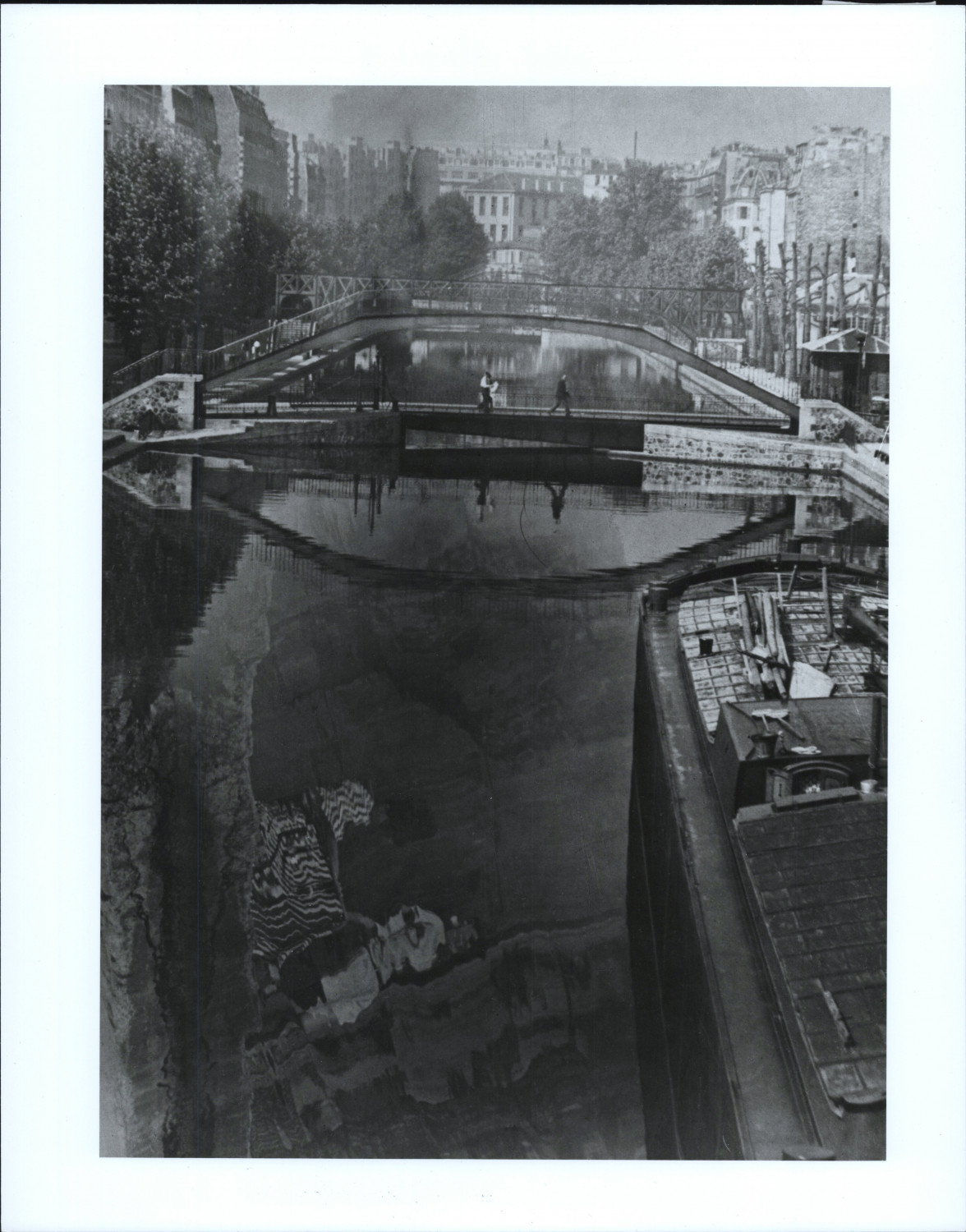 Denise Columbus, view of Paris, the Canal Saint Martin, 1948 Vintage print, Tira Denise Columbus, view of Paris, the Canal Saint Martin, 1948 Vintage print, Tira