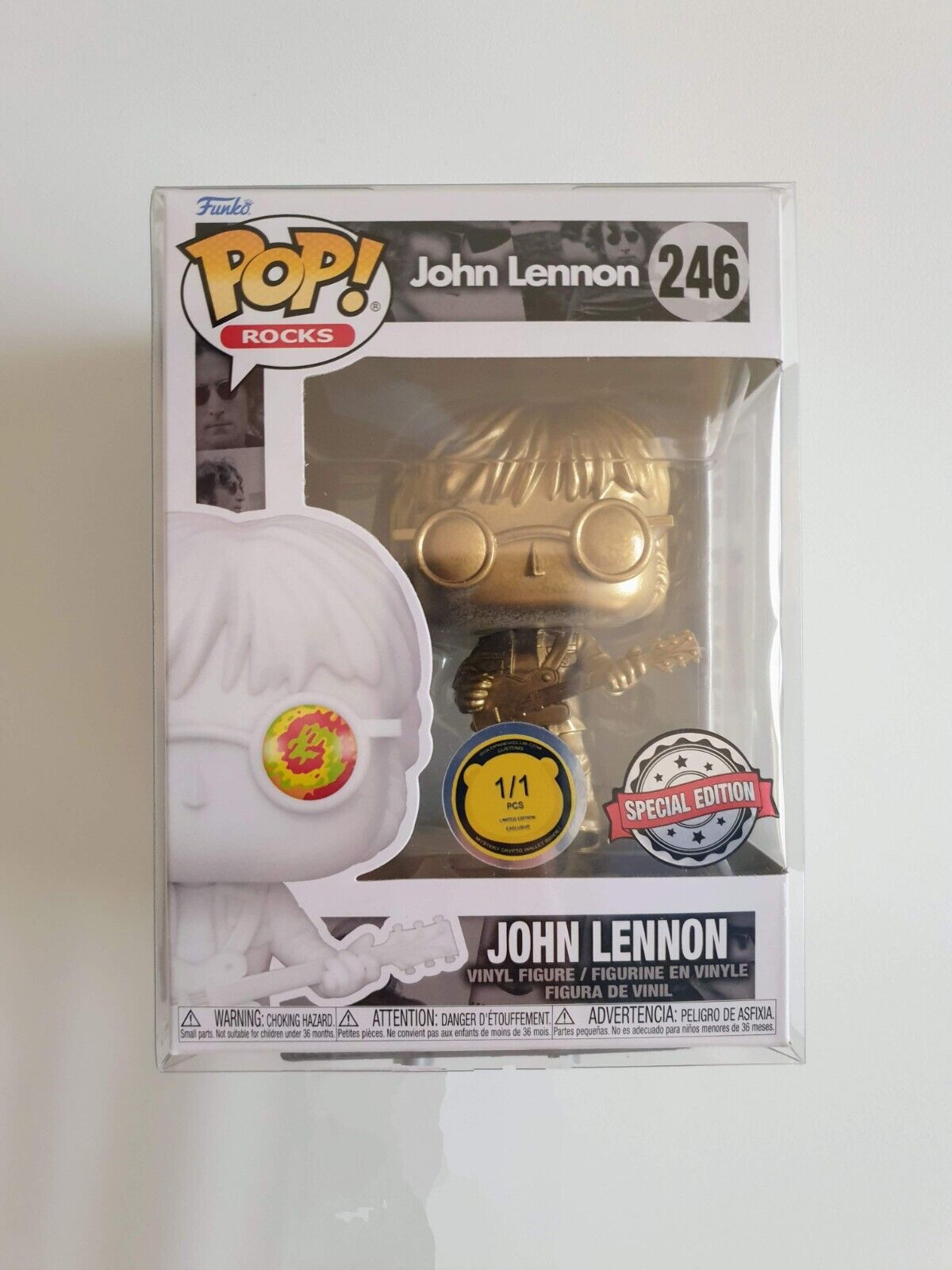 Exclusive 1-1 Gold Panda Club Custom Funko Pop Rocks John Lennon (246)