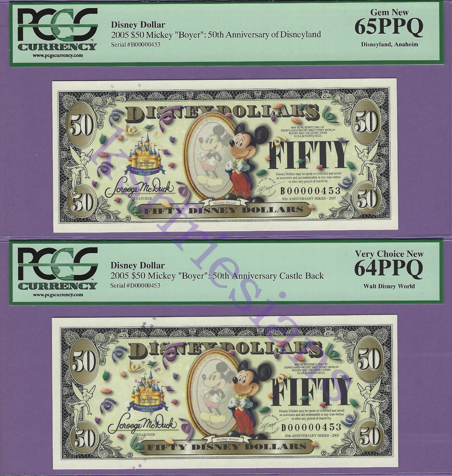 2005 B & D $50 MICKEY BOYER DISNEY DOLLARS 00000453 RARE 2WAY ULTIMATE BOYER SET 2005 B & D $50 MICKEY BOYER DISNEY DOLLARS 00000453 RARE 2WAY ULTIMATE BOYER SET