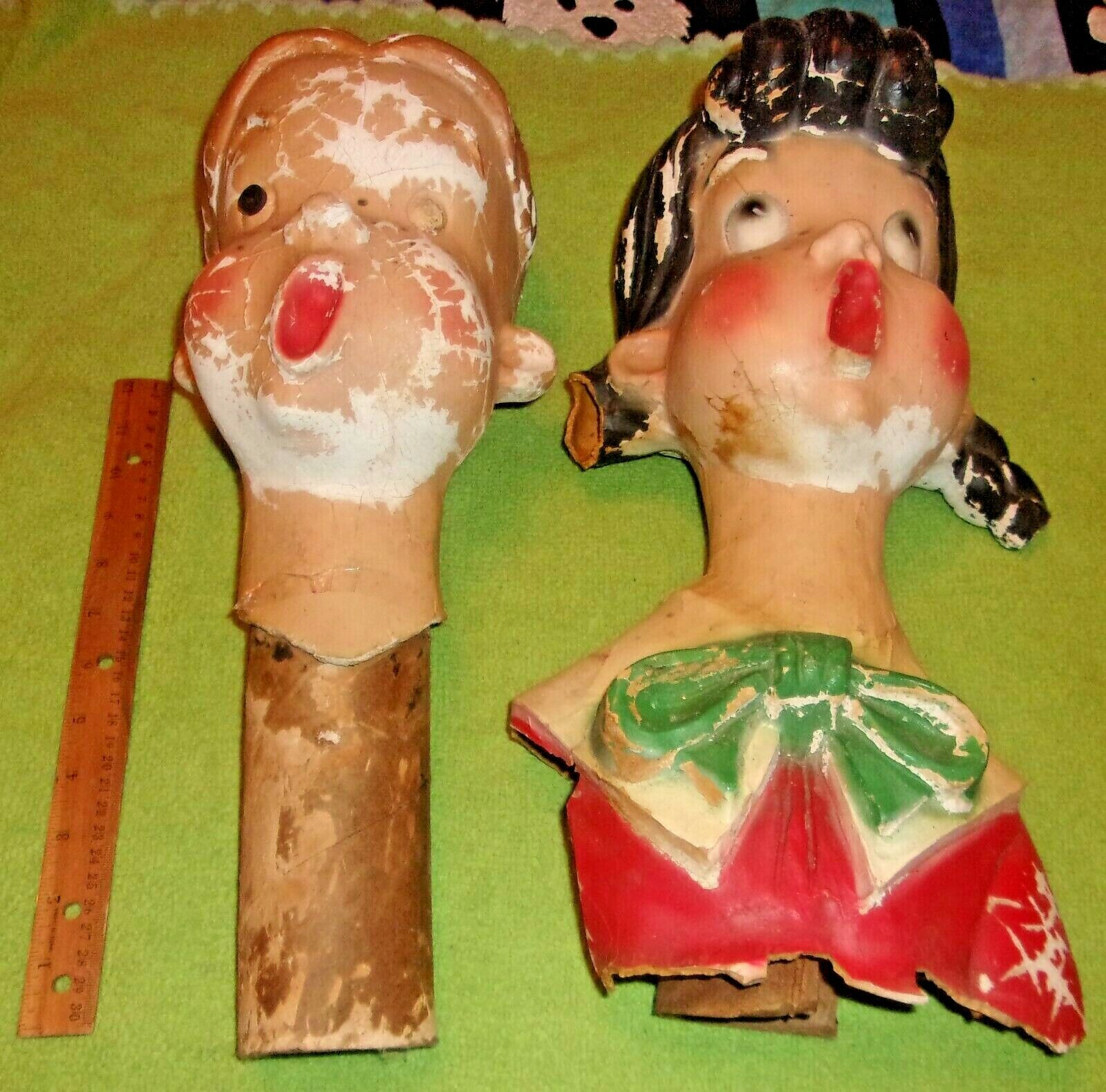 Large Antique Mold Craft? Plaster? Dick Wicker Christmas Carolers Heads Singing