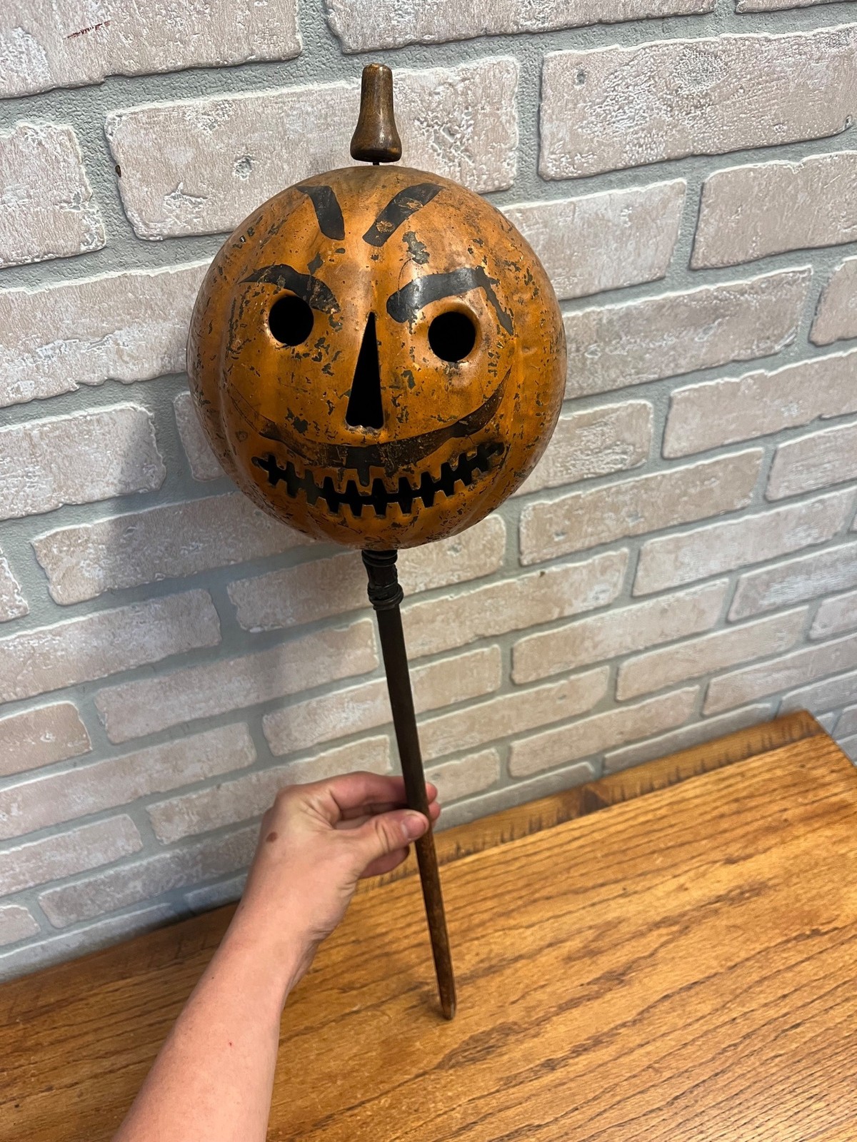 RARE Original 1900s Halloween Jack o' Lantern JOL Toledo Parade Torch Antique RARE Original 1900s Halloween Jack o' Lantern JOL Toledo Parade Torch Antique