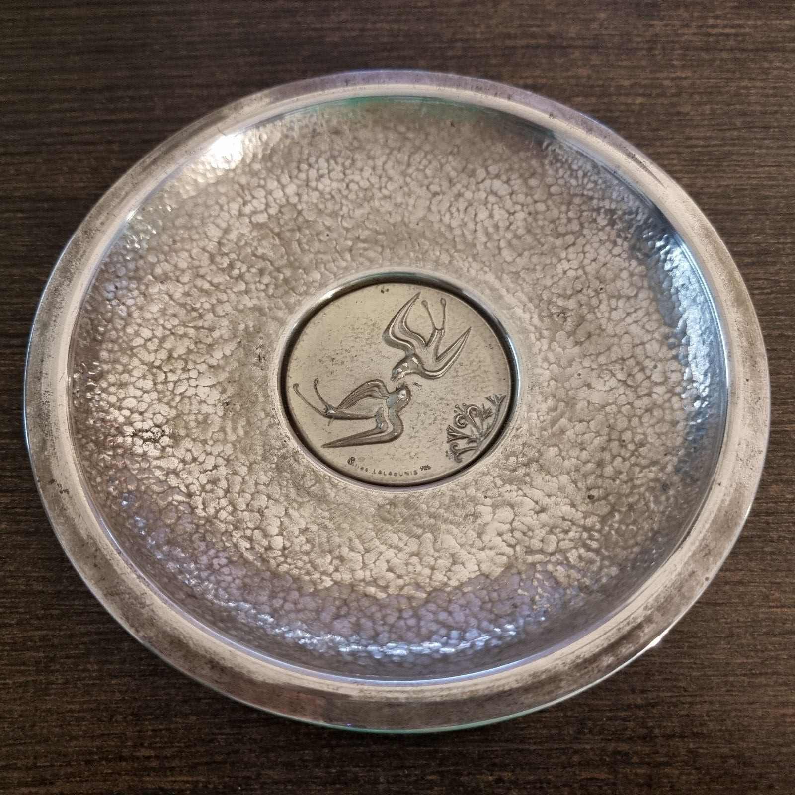 ILIAS LALAOUNIS STERLING SILVER 925 SWALLOWS BIRDS HAMMERED NUT TRAY.