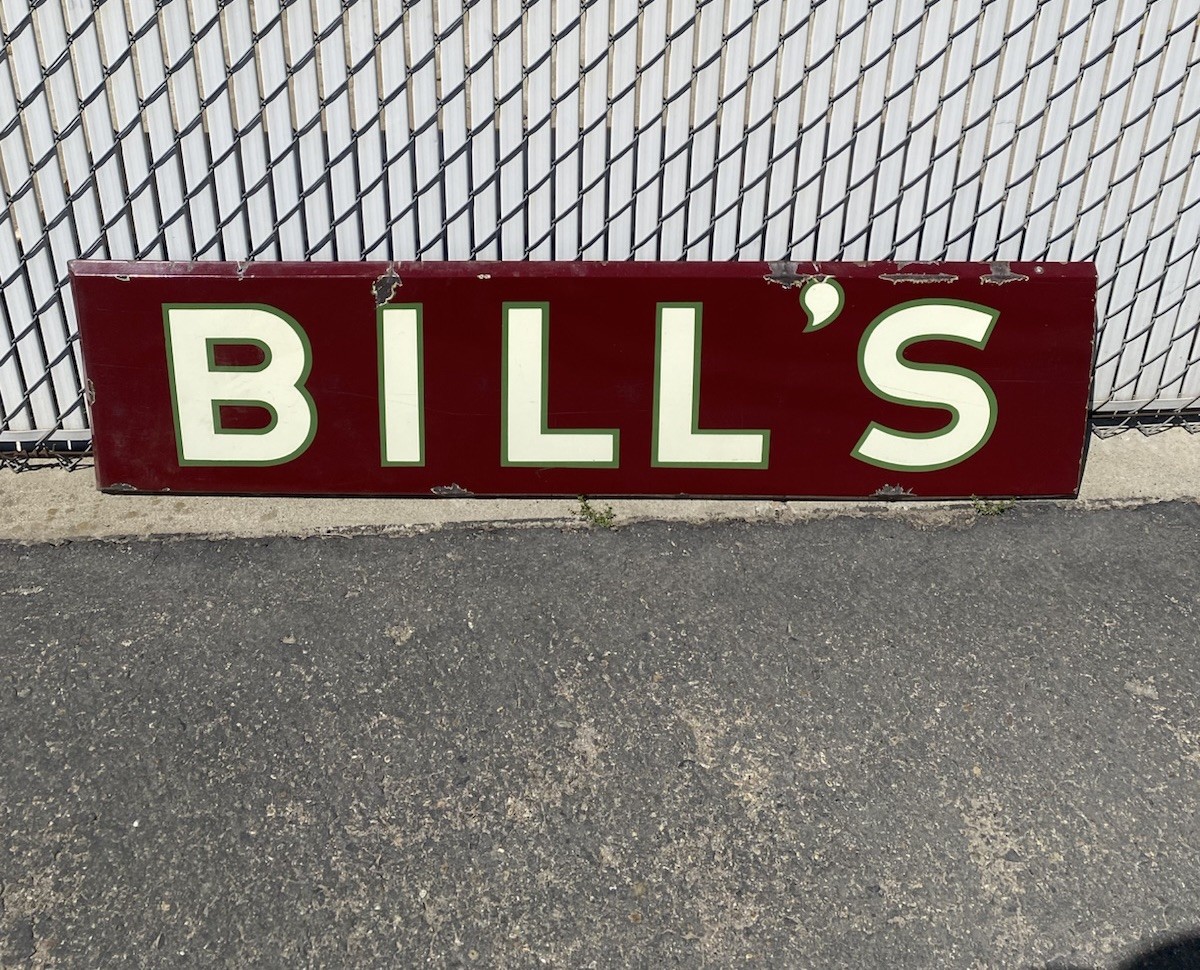 Vintage Chevron Service Station Name Porcelain Sign “Bill’s”, AWESOME