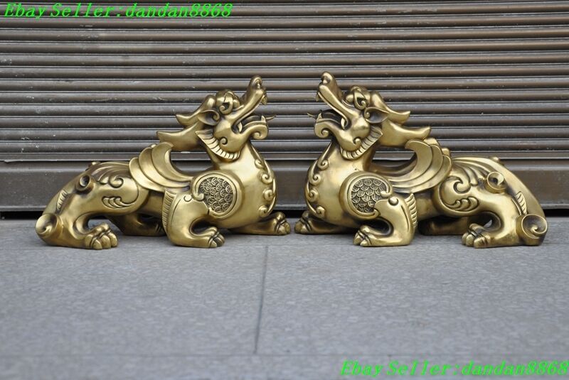 Noble decoration pure brass made Town house Kylin Chi-lin god beast pixiu statue