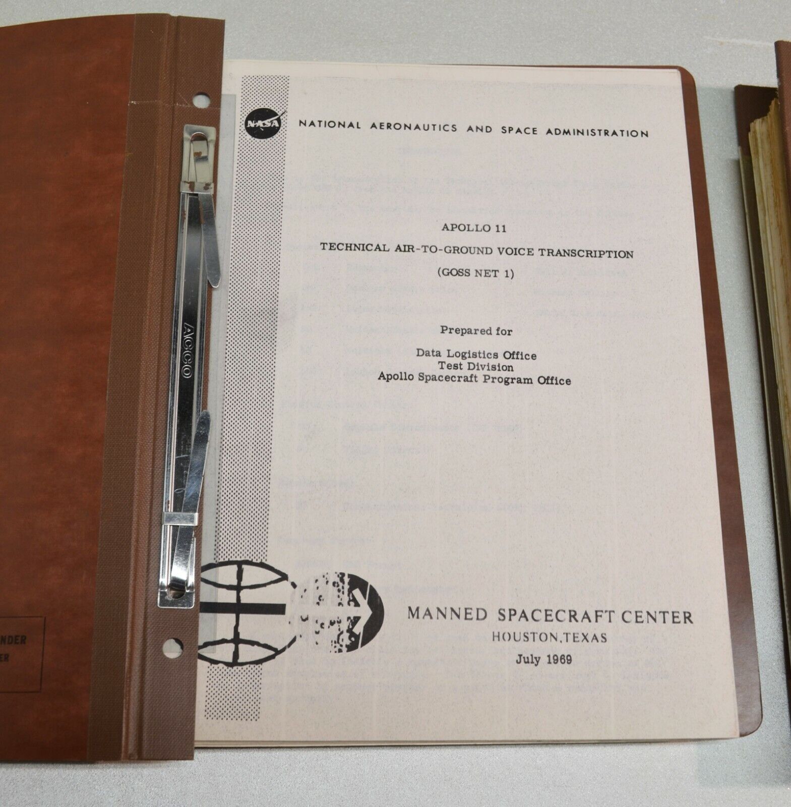 Apollo 11 Technical air-to-ground voice transcription (GOSS NET 1) - 1969 copy
