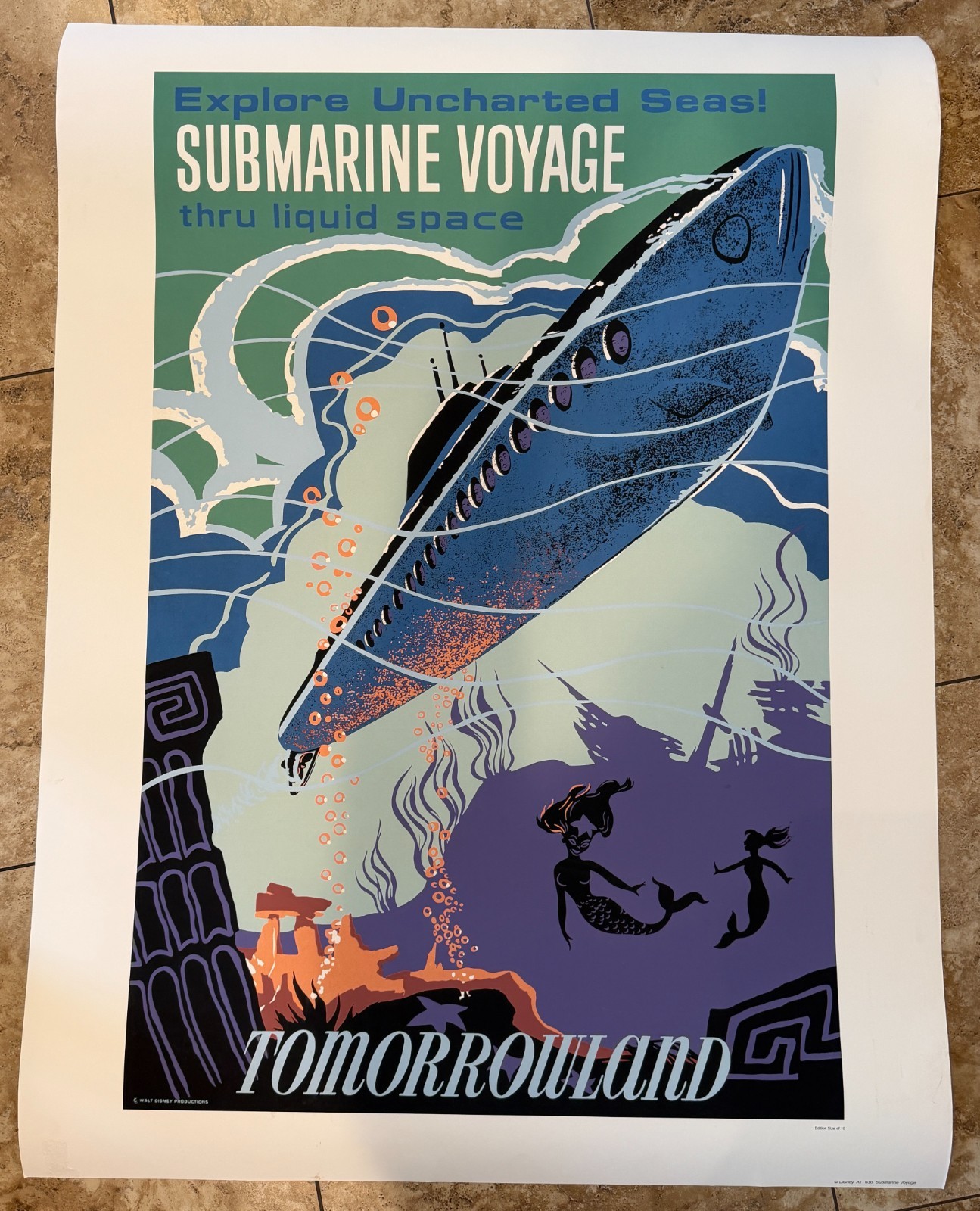 Rare Disney Tomorrowland “Submarine Voyage” Limited Edition Poster – 36x47 Rare Disney Tomorrowland “Submarine Voyage” Limited Edition Poster – 36x47