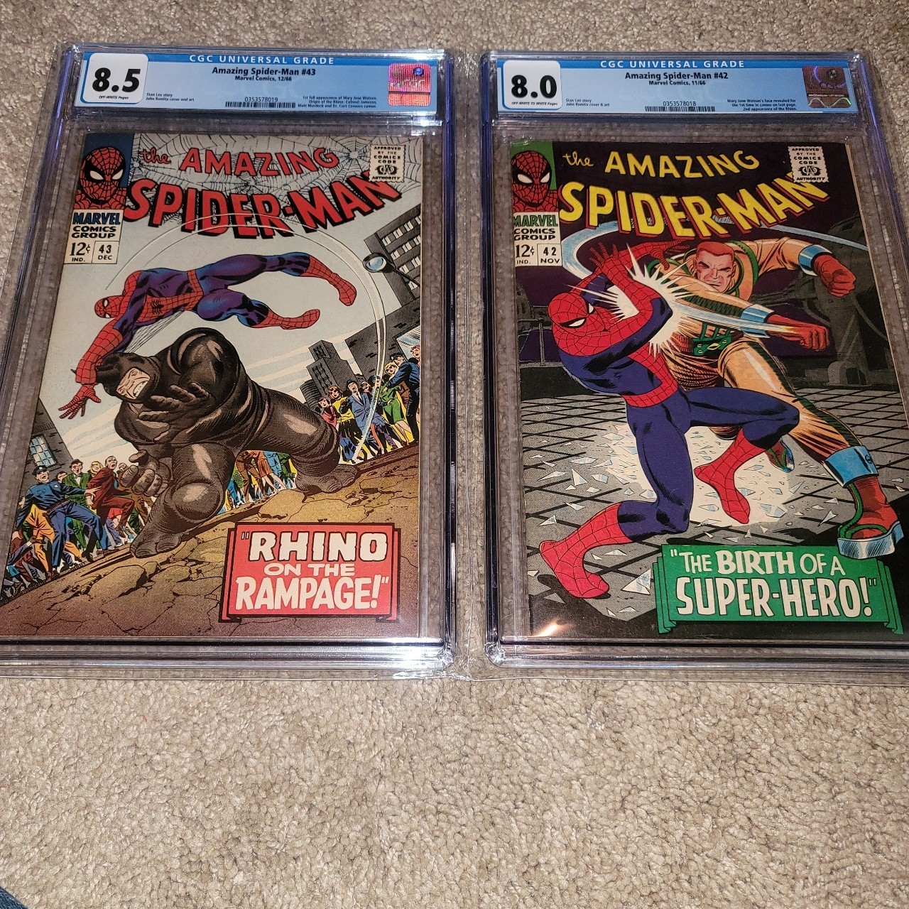 The Amazing Spider-Man #43 Cgc 8.5 & #42 Cgc 8.0 Mary Jane Covers Never Pressed The Amazing Spider-Man #43 Cgc 8.5 & #42 Cgc 8.0 Mary Jane Covers Never Pressed