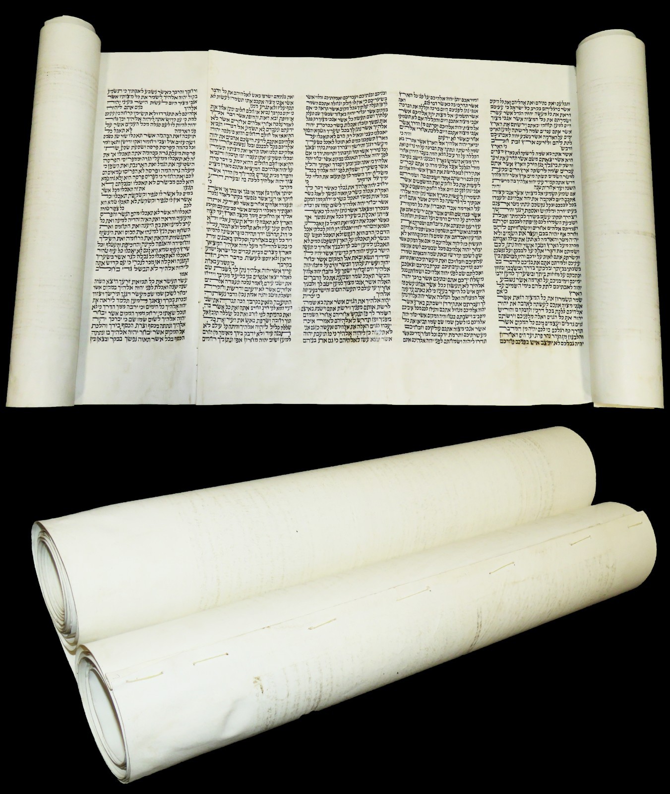 Authentic Handwritten Torah Scroll Book of Deuteronomy Parchment Israel 1980s Authentic Handwritten Torah Scroll Book of Deuteronomy Parchment Israel 1980s