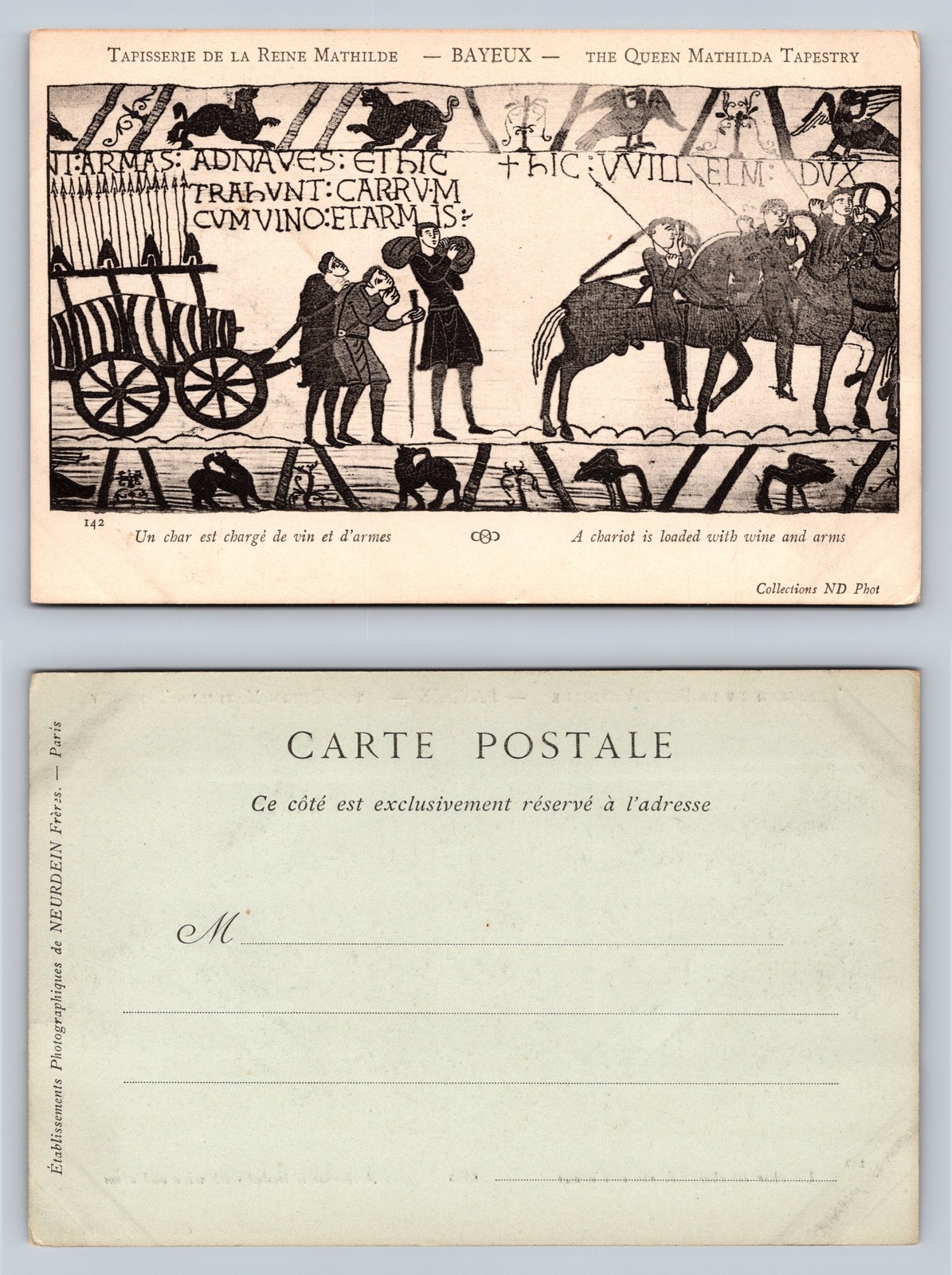 Vintage Postcard Bayeux Tapestry Scene William Duke Wine Arms ND Phot Neurdein Vintage Postcard Bayeux Tapestry Scene William Duke Wine Arms ND Phot Neurdein
