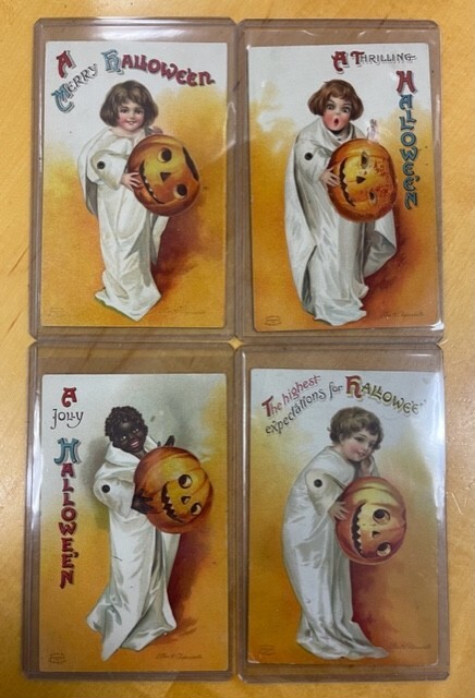 Postcard Halloween MECHANICAL Ghost JOL Head Complete Set Clapsaddle Postcard Halloween MECHANICAL Ghost JOL Head Complete Set Clapsaddle