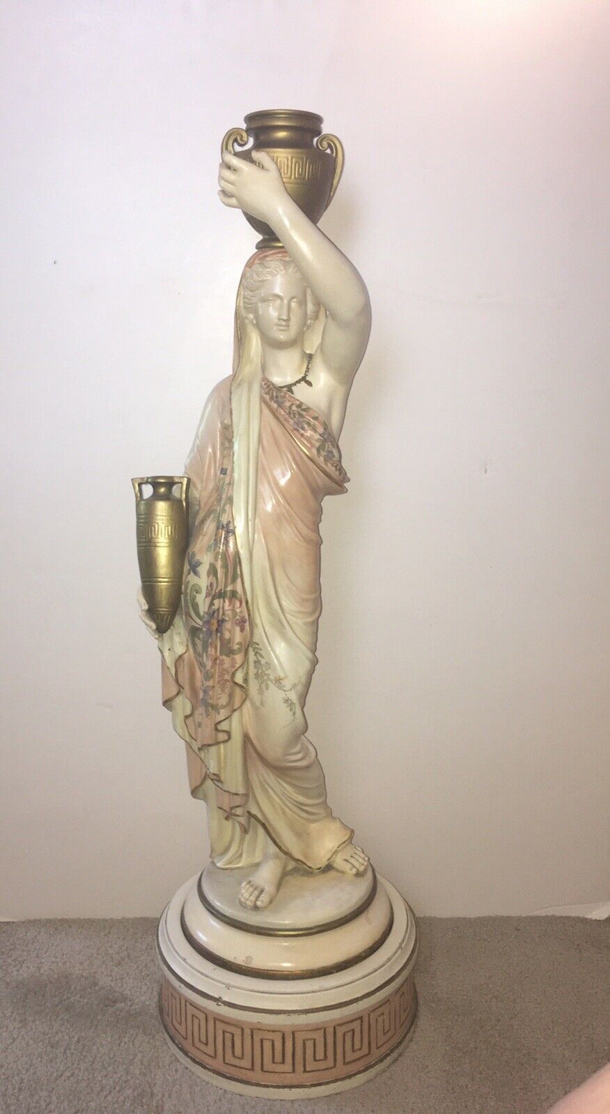 Exquisite Late 19th Century Royal Worcester Grecian Water Carrier 30 Inches Tall