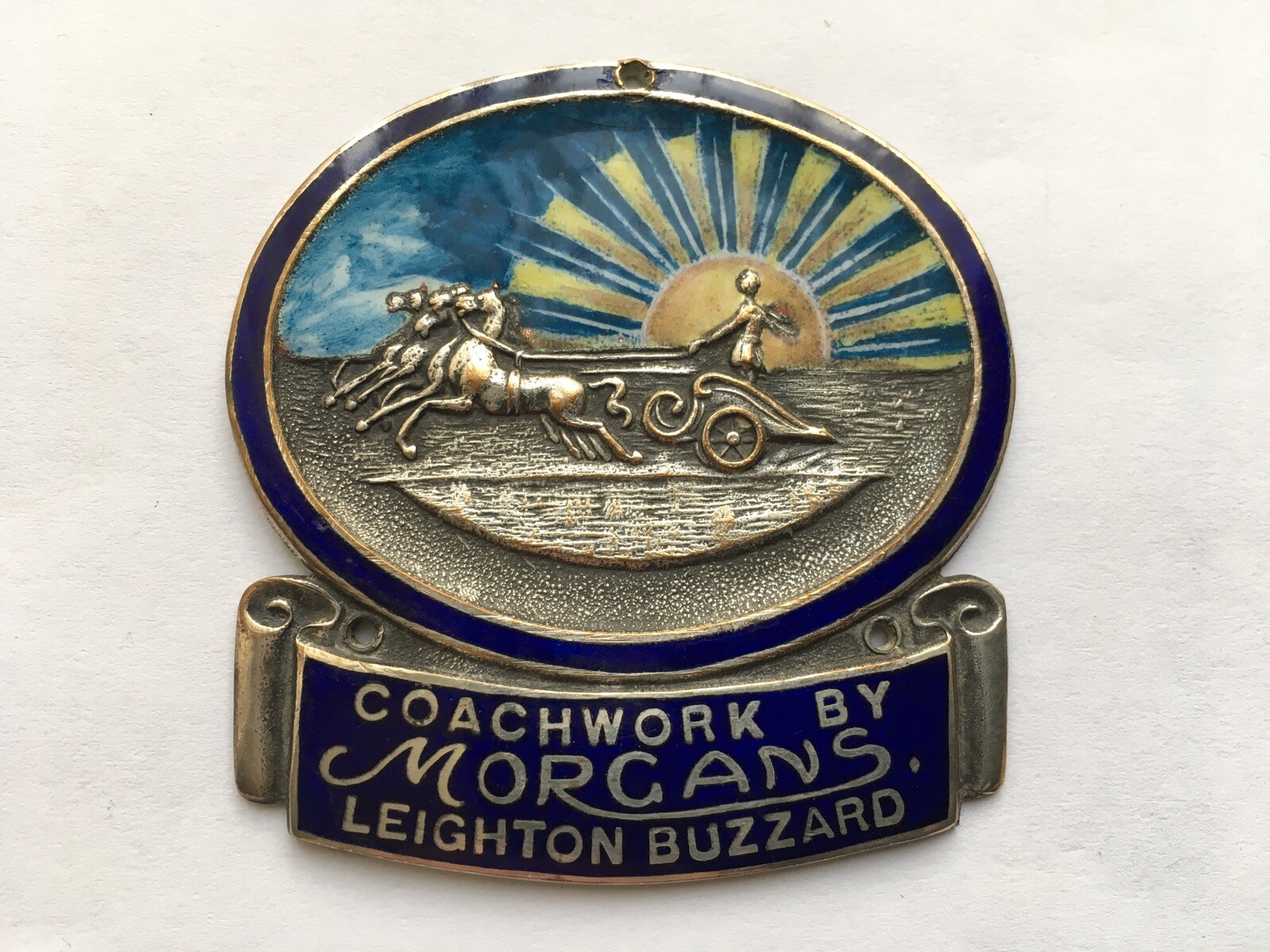 V.RARE C1920s COACHWORK BY MORGANS LEIGHTON BUZZARD ENAMEL CAR DASHBOARD PLAQUE V.RARE C1920s COACHWORK BY MORGANS LEIGHTON BUZZARD ENAMEL CAR DASHBOARD PLAQUE