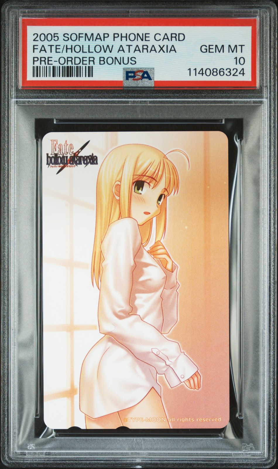 2005 SOFMAP PHONE CARD PRE-ORDER BONUS FATE/HOLLOW ATARAXIA PSA 10 2005 SOFMAP PHONE CARD PRE-ORDER BONUS FATE/HOLLOW ATARAXIA PSA 10