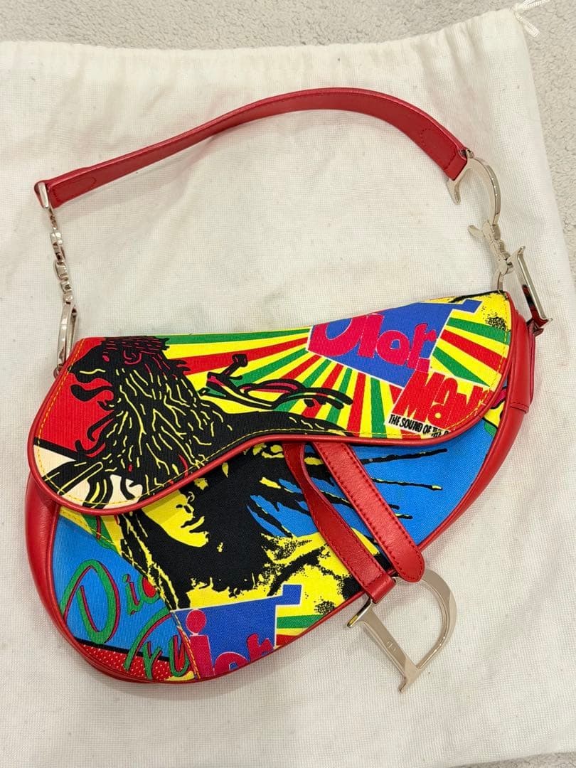 Christian Dior Galliano Rasta Saddle Bag Dior Women Rare Luxury Designer Model L Christian Dior Galliano Rasta Saddle Bag Dior Women Rare Luxury Designer Model L