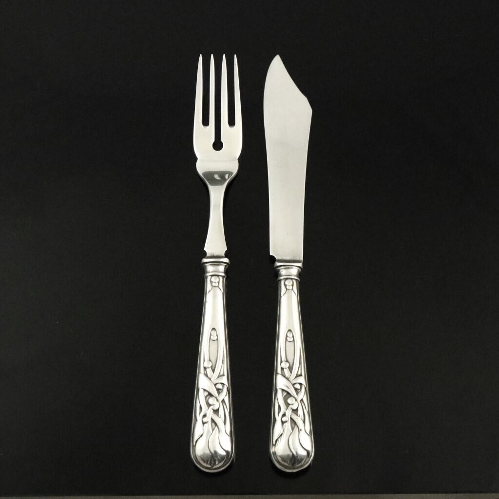 Heimbürger All Silver Fish Forks & Knives, 12 Persons - Mistletoe / Mistelten