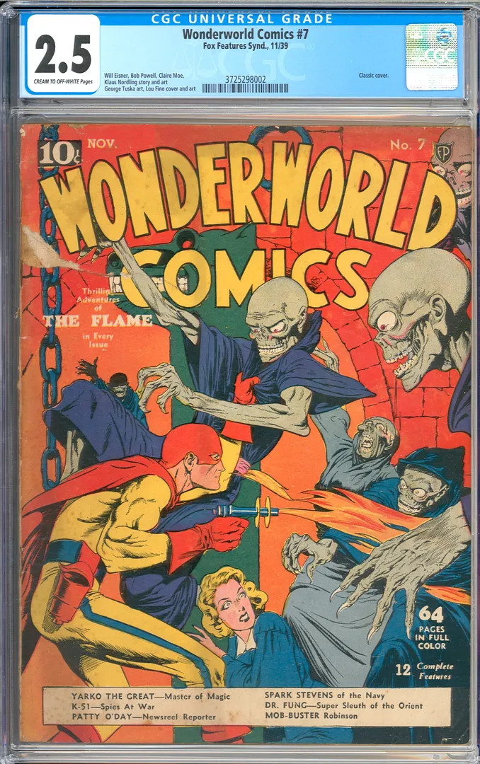Wonderworld Comics #7 Classic Cover Golden Age Lou Fine Cover Fox 1939 CGC 2.5 Wonderworld Comics #7 Classic Cover Golden Age Lou Fine Cover Fox 1939 CGC 2.5